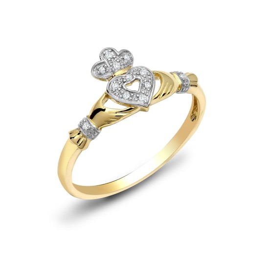 0.05 Ct Natural Round Cut Cluster Diamond Rings in 9K Yellow Gold