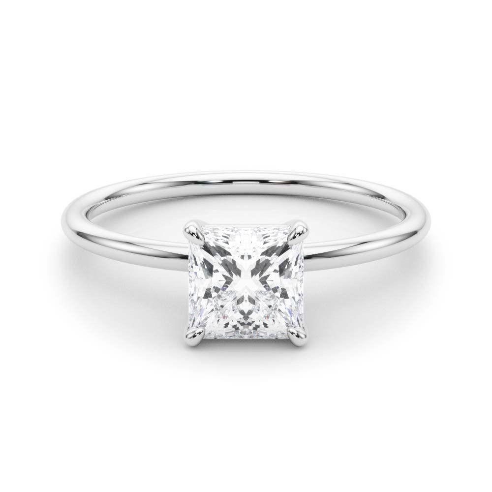 0.2 Ct Natural Princess Cut Jerona  Solitaire Engagement Diamond Rings in 9K White Gold