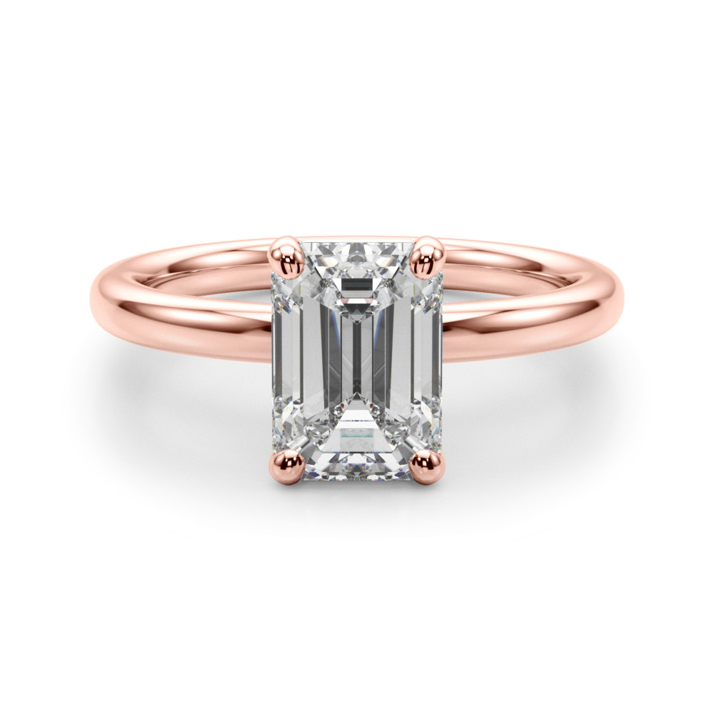 0.2 Ct Natural Emerald Cut Linzy  Classic Solitaire Diamond Rings in 9K White Gold