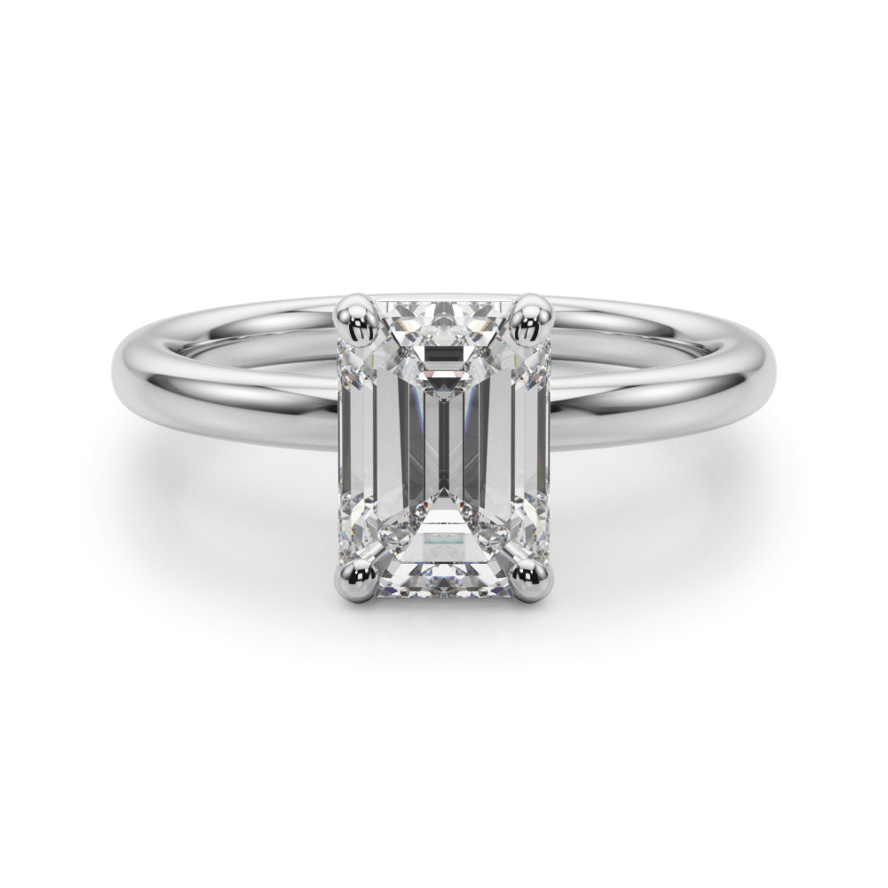 0.2 Ct Natural Emerald Cut Linzy  Classic Solitaire Diamond Rings in 9K White Gold