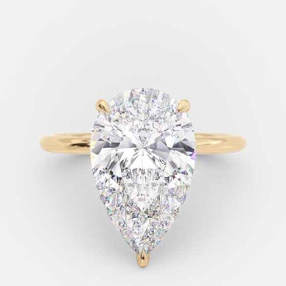 0.2 Ct Lab-Created Pear Cut Angelina  Halo Engagement Diamond Rings in 9K White Gold