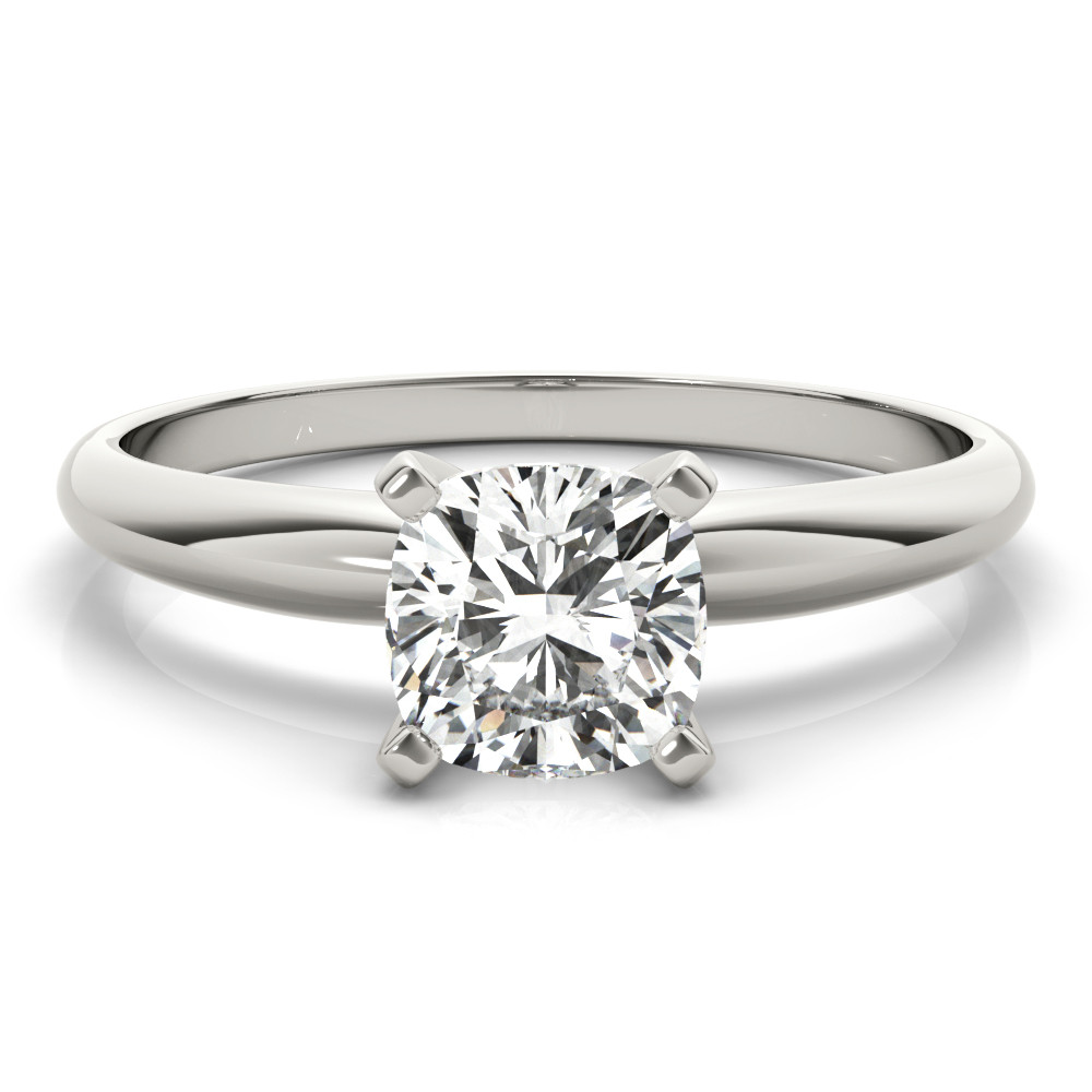 0.2 Ct Natural Diamond Cushion Cut Evil  Classic Solitaire Engagement Rings in 9K White Gold