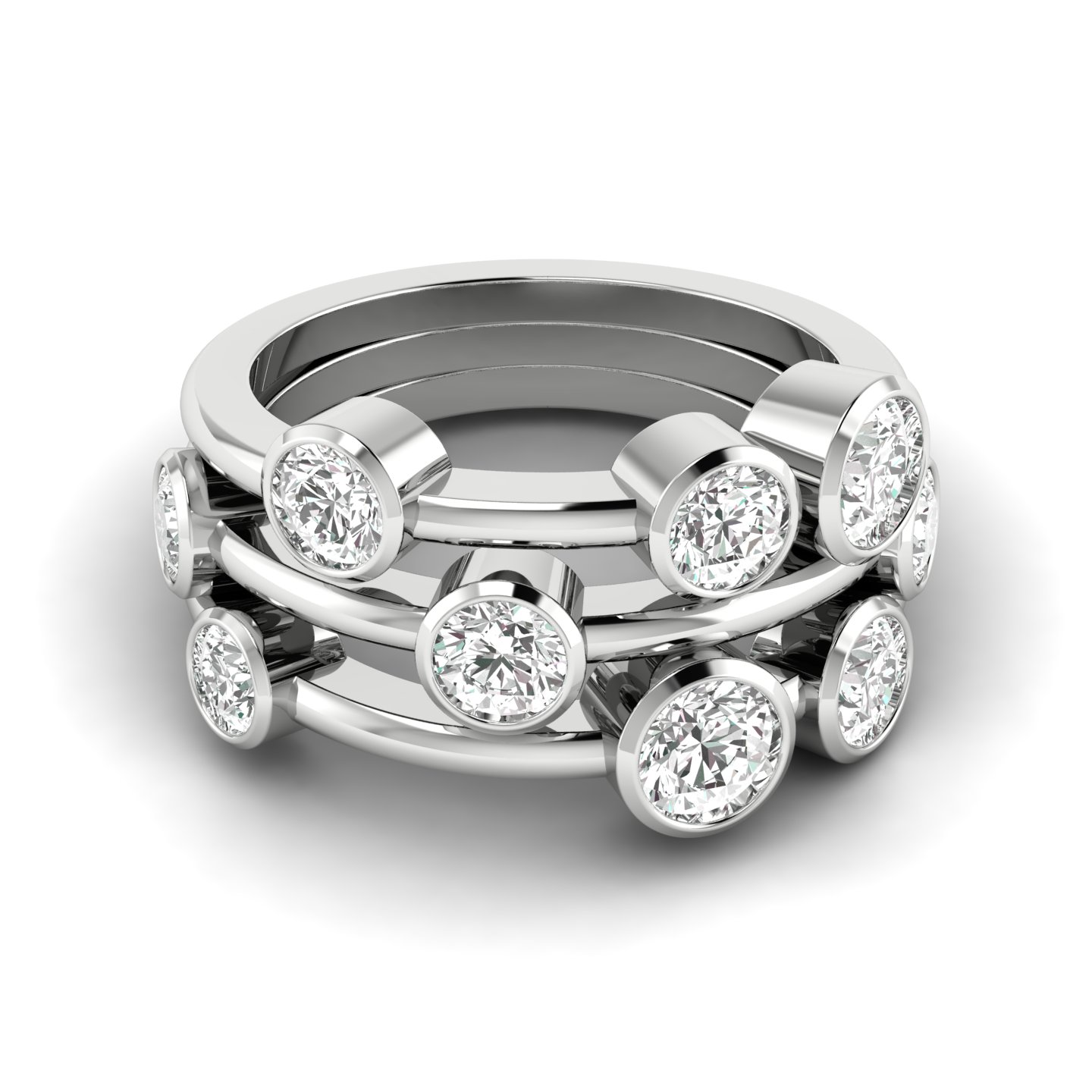 2 Ct Lab-Created Round Cut Vincella  Cluster Diamond Rings in Silver 925