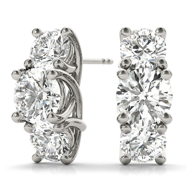 2.18 Ct Lab-Created Round Cut Sienns  Cluster Diamond Earrings in Silver 925