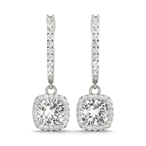 0.8 Ct Lab-Created Cushion Cut Alitza  Halo Diamond Earrings in Silver 925