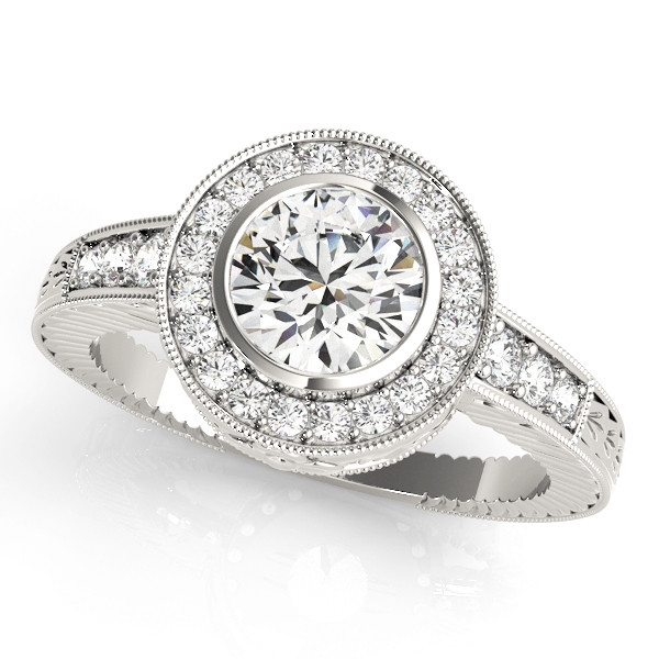 0.2 Ct Natural Round Cut Karly  Halo Diamond Rings in Silver 925