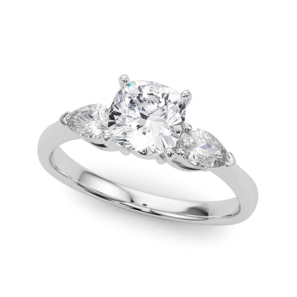 0.2 Ct Lab-Created Diamond Cushion Cut Vannah  Trilogy Engagement Rings in Silver 925