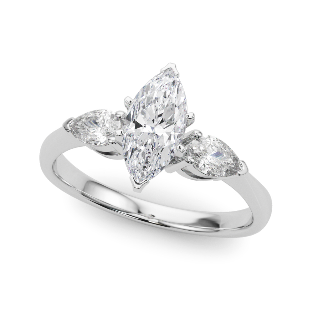 0.2 Ct Lab-Created Diamond Marquise Cut Valissa  Trilogy Engagement Rings in Silver 925