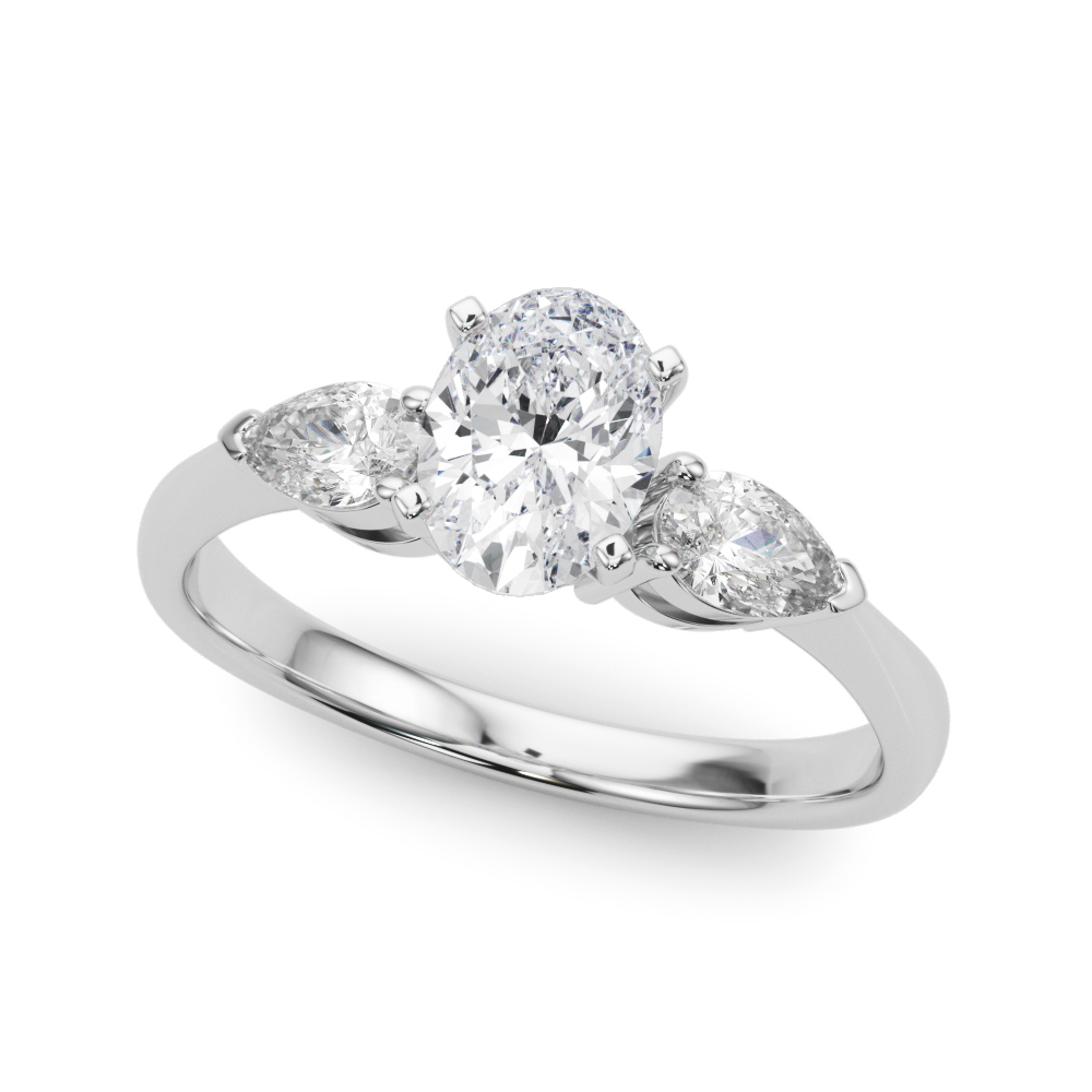 0.2 Ct Lab-Created Diamond Oval Cut Vanden  Trilogy Engagement Rings in Silver 925