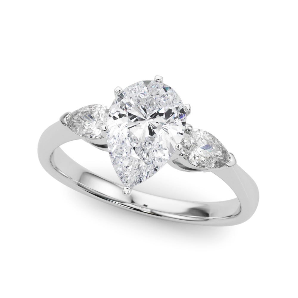 0.2 Ct Lab-Created Diamond Pear Cut Veta  Trilogy Engagement Rings in Silver 925