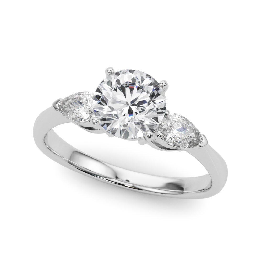 0.2 Ct Lab-Created Diamond Round Cut Vihaa  Trilogy Engagement Rings in Silver 925