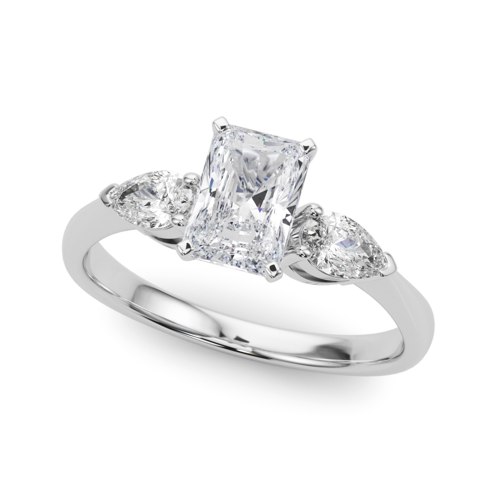 0.2 Ct Lab-Created Diamond Radiant Cut Viya  Trilogy Engagement Rings in Silver 925