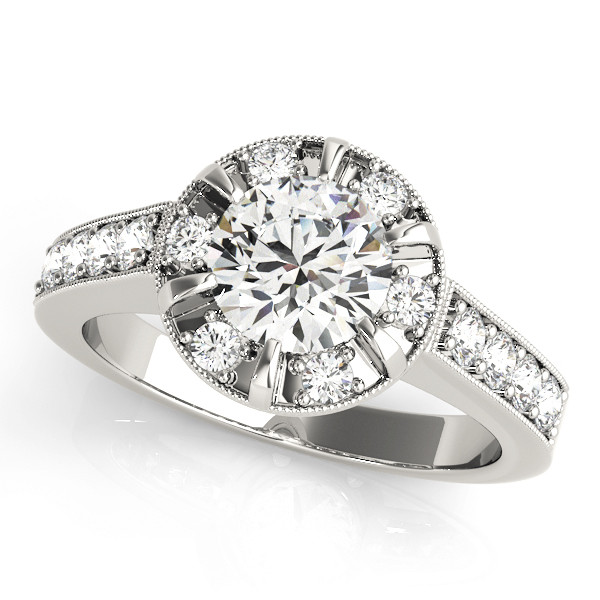 0.2 Ct Natural Round Cut Jenevieve  Halo Engagement Diamond Rings in Silver 925