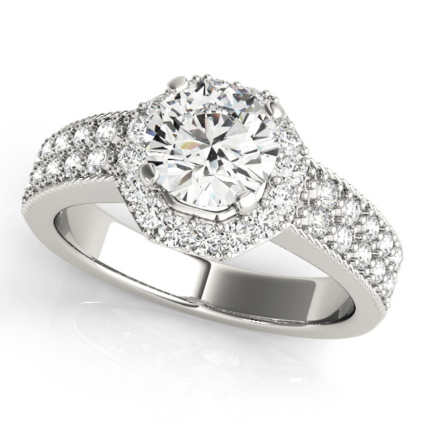 0.2 Ct Natural Round Cut Juanita  Halo Diamond Rings in Silver 925