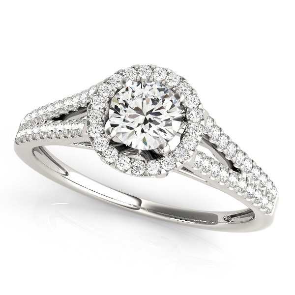 0.2 Ct Natural Round Cut Josette Halo Diamond Rings in Silver 925