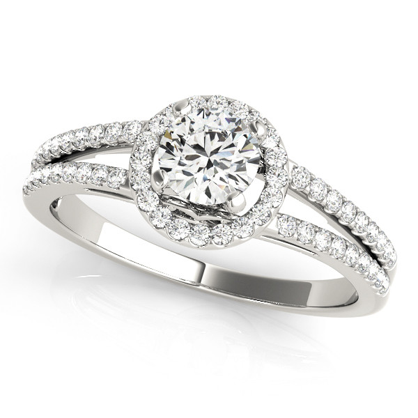 0.2 Ct Natural Round Cut Jacklyn Halo Diamond Rings in Silver 925