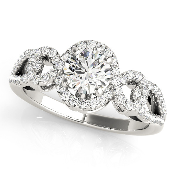 0.2 Ct Natural Round Cut Jrue Halo Diamond Rings in Silver 925