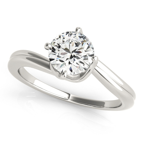 0.1 Ct Natural Round Cut Makenzie  Solitaire Diamond Rings in 14K White Gold