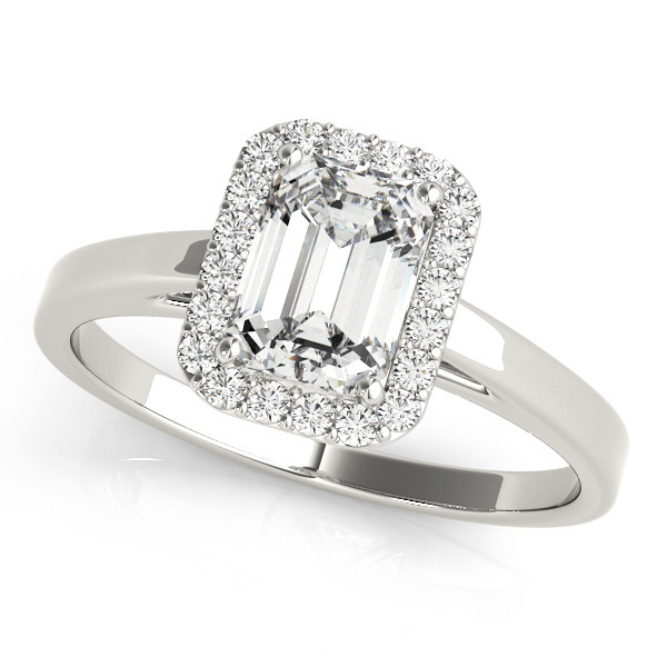 0.2 Ct Natural Emerald Cut Jaylee  Halo Diamond Rings in Silver 925