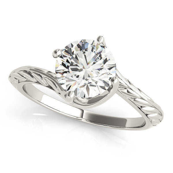 0.1 Ct Natural Round Cut Madelynn  Solitaire Diamond Rings in 14K White Gold