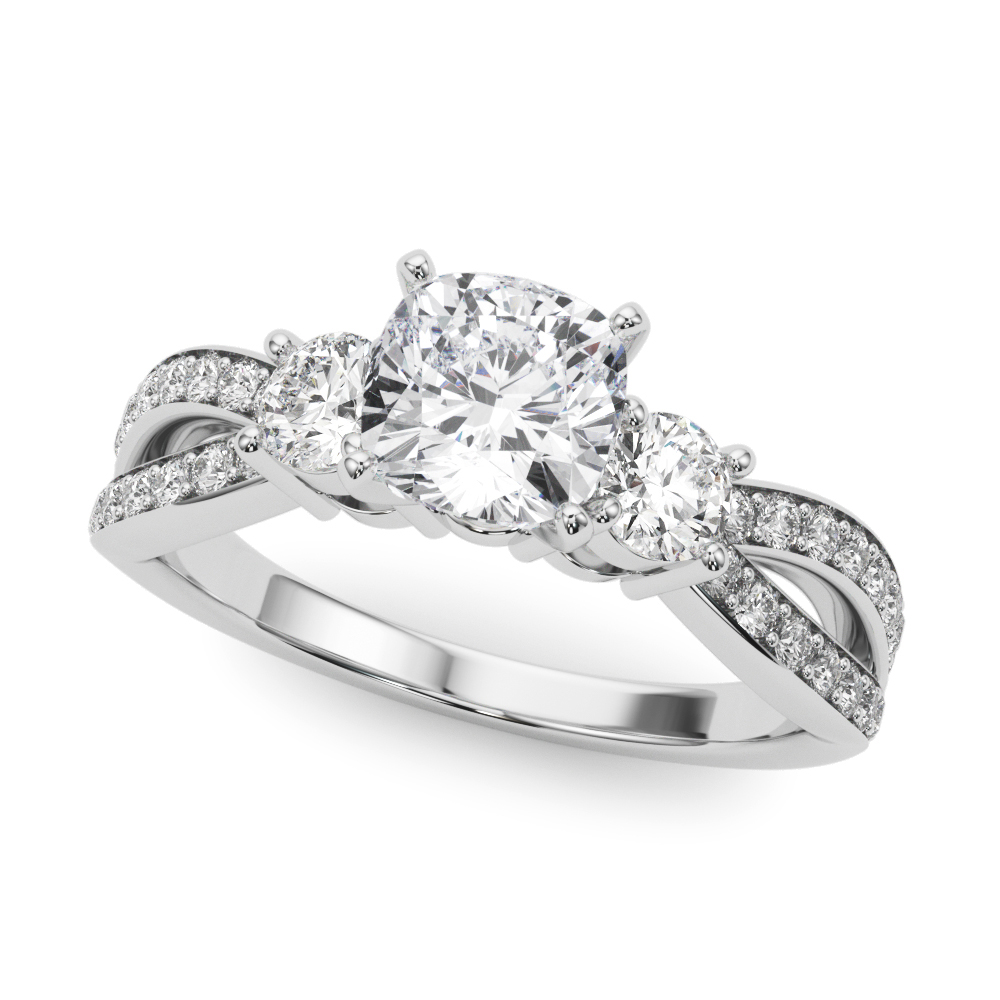 0.2 Ct Lab-Created Diamond Cushion Cut Vernice  Trilogy Engagement Rings in Silver 925