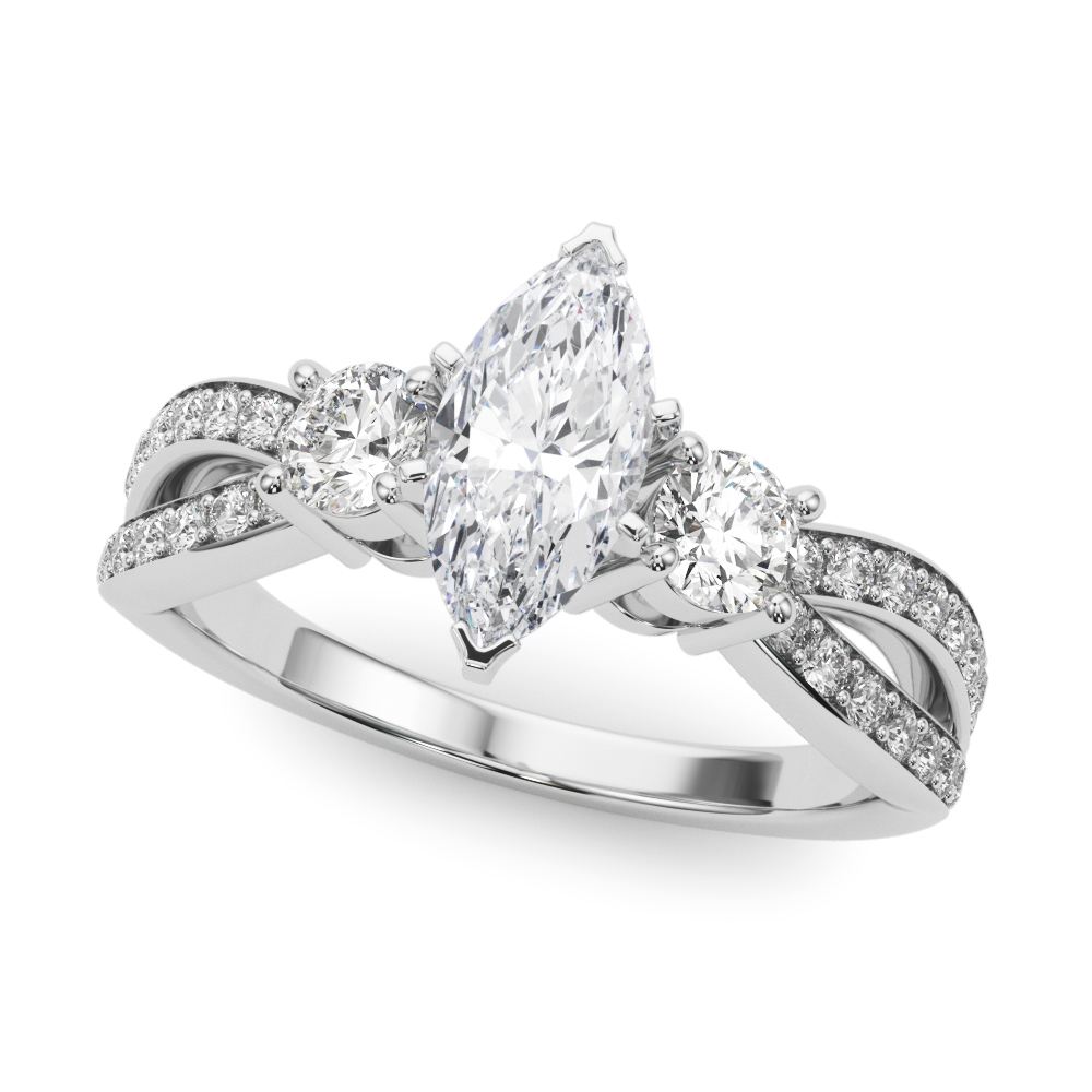 0.2 Ct Natural Diamond Marquise Cut Vatsha  Trilogy Ring Engagement Rings in Silver 925