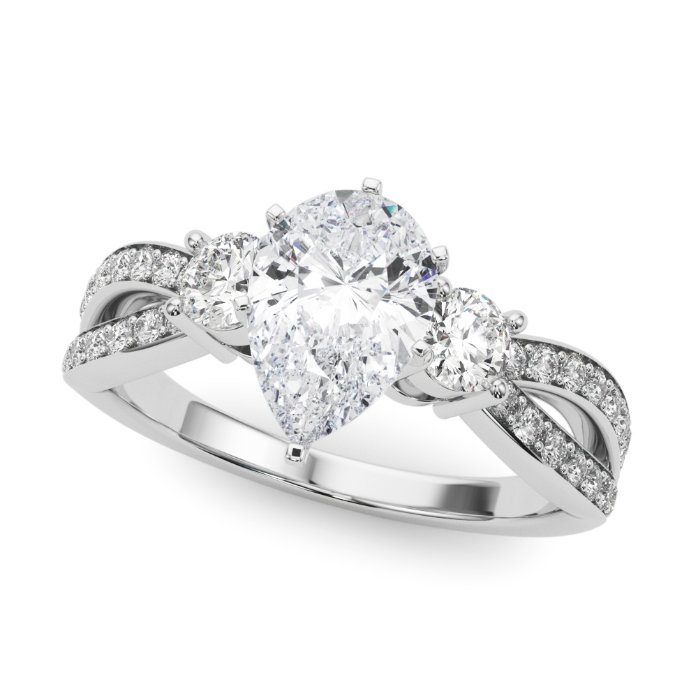 0.2 Ct Lab-Created Diamond Pear Cut Vardah  Trilogy Engagement Rings in Silver 925