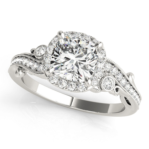 0.2 Ct Natural Cushion Cut Kelani Halo Diamond Rings in Silver 925