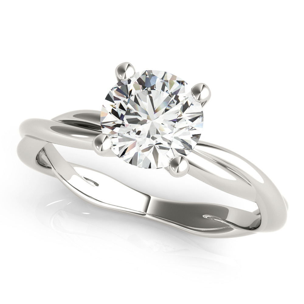 0.1 Ct Natural Round Cut Macie  Solitaire Diamond Rings in 14K White Gold