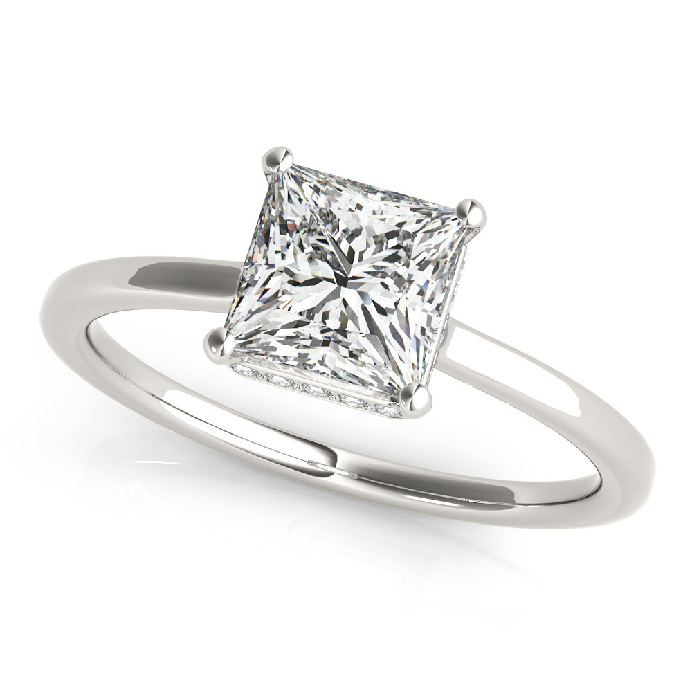 0.2 Ct Natural Princess Cut Jaylani Halo Diamond Rings in Silver 925