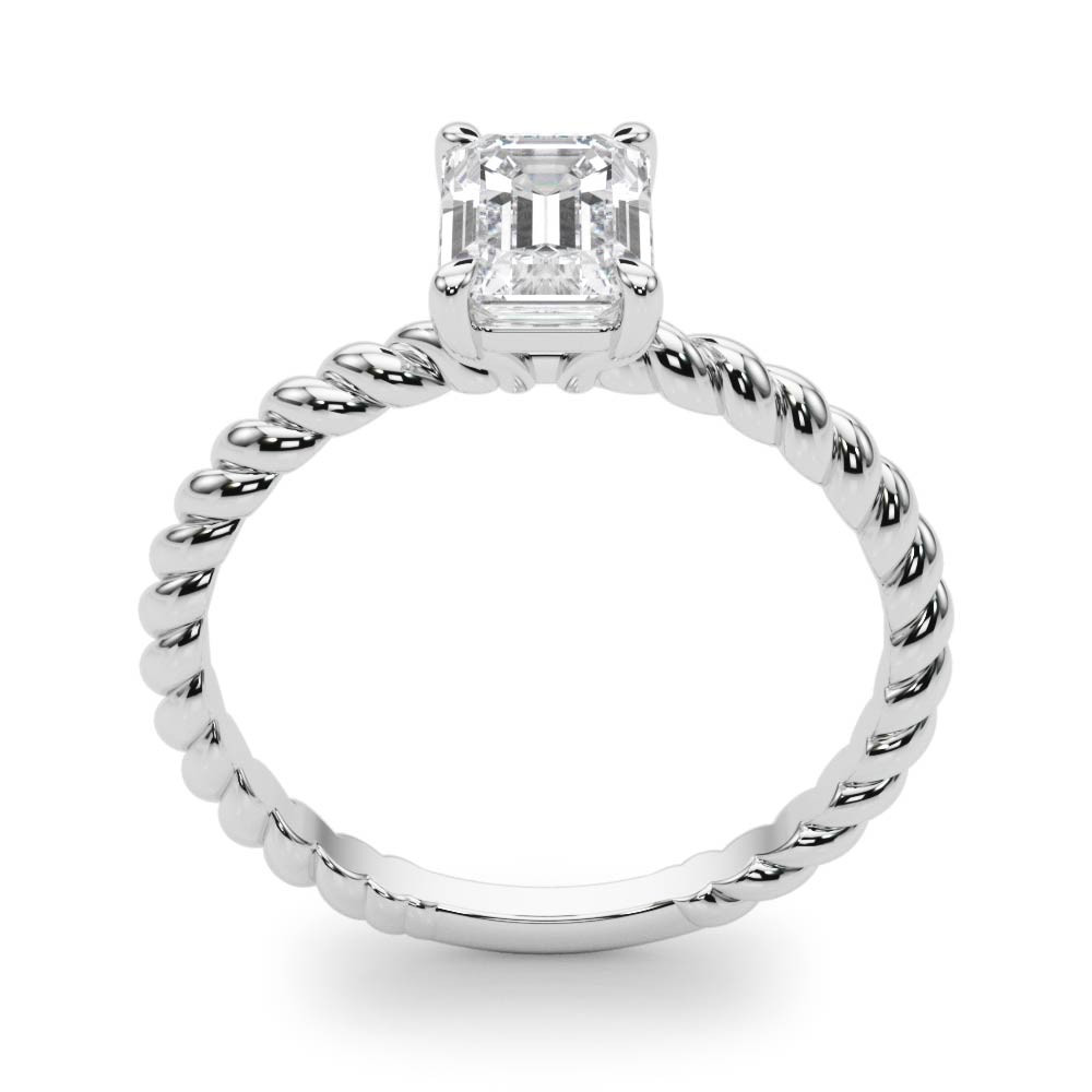 0.2 Ct Natural Emerald Cut Nyaja  Solitaire Diamond Rings in Silver 925