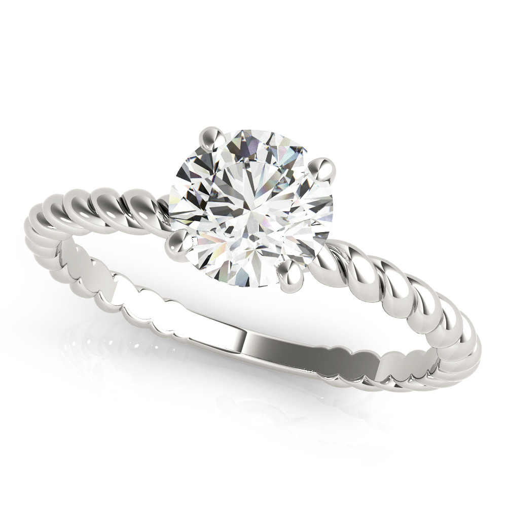 0.1 Ct Natural Round Cut Mallory  Solitaire Diamond Rings in 14K White Gold