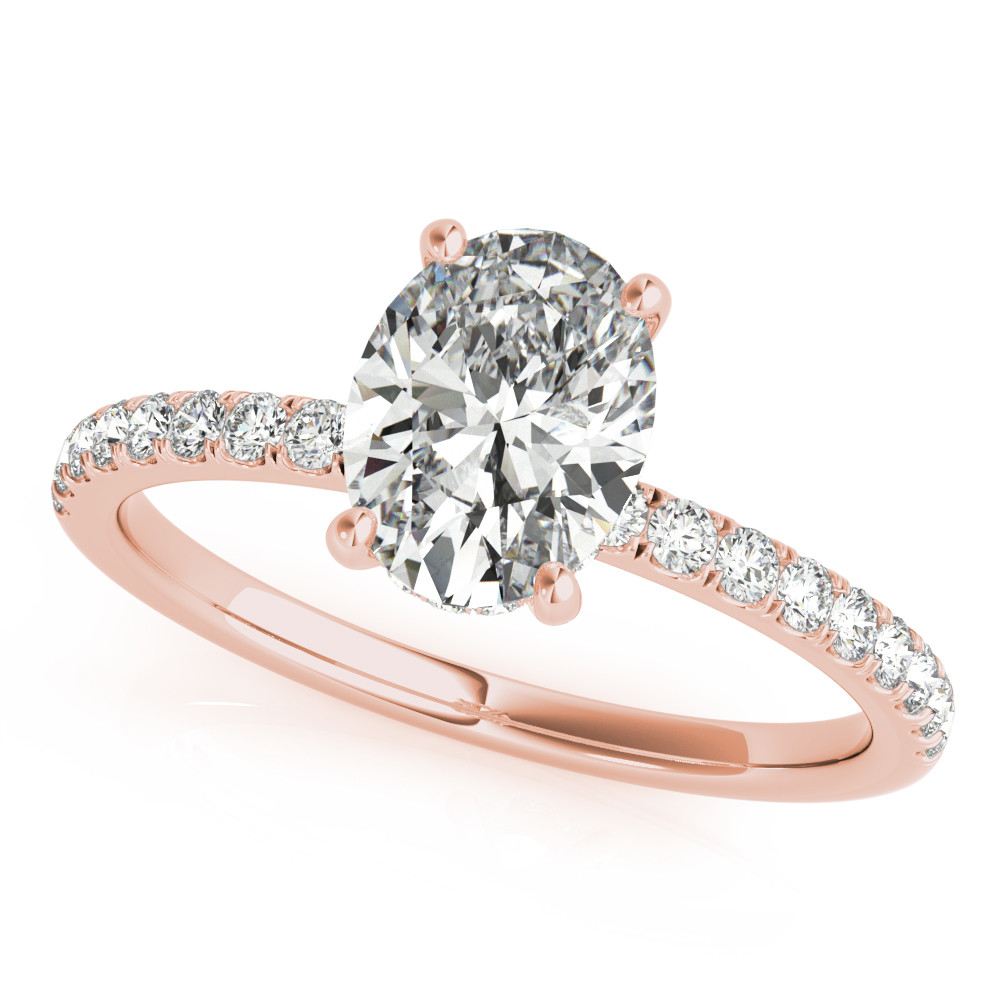 1.15 Ct Lab-Created Oval Cut Leslie Halo Engagement Diamond Rings in 18K White Gold