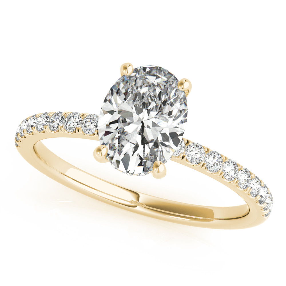 1.15 Ct Lab-Created Oval Cut Leslie Halo Engagement Diamond Rings in 18K White Gold