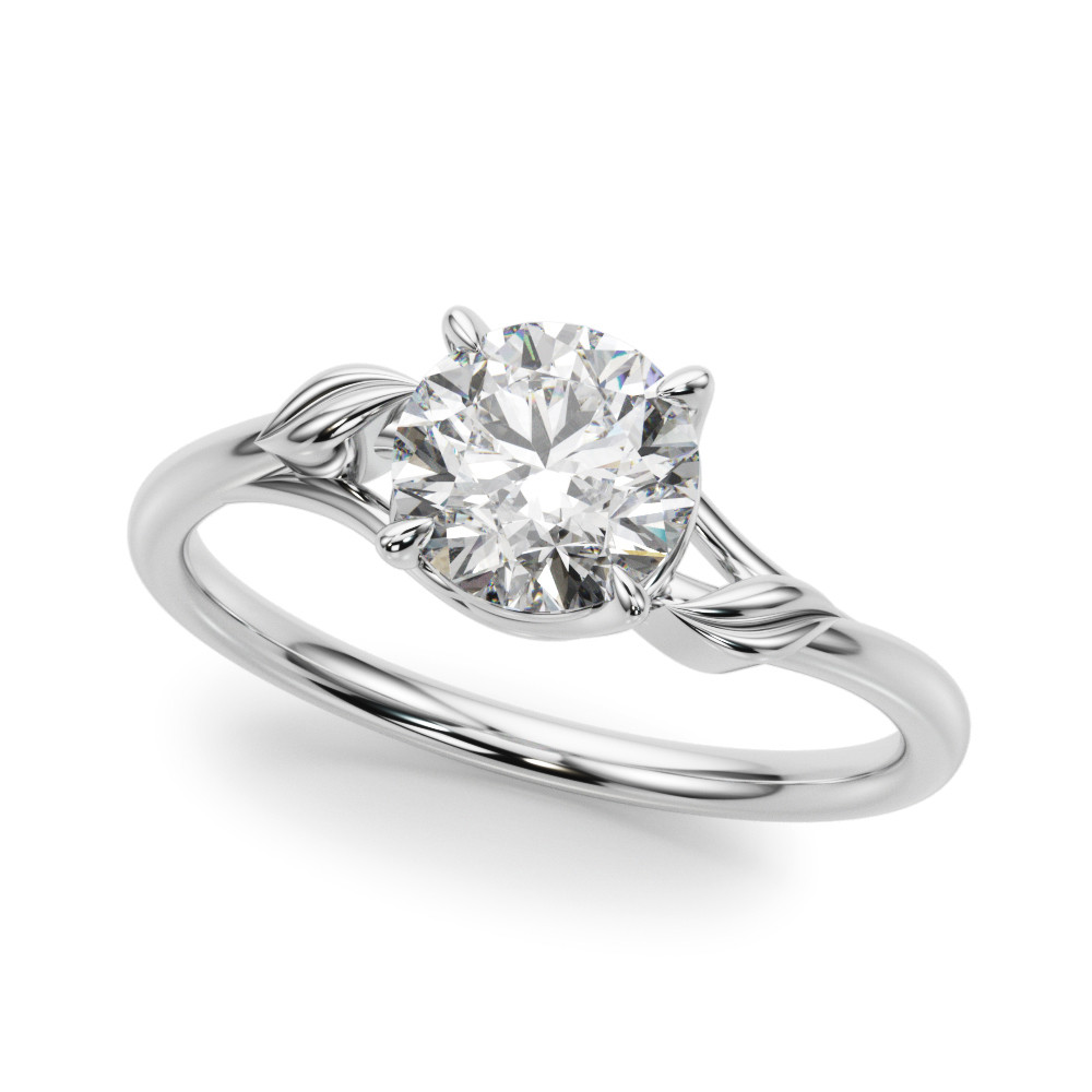 0.1 Ct Natural Round Cut Michaela  Solitaire Diamond Rings in 14K White Gold