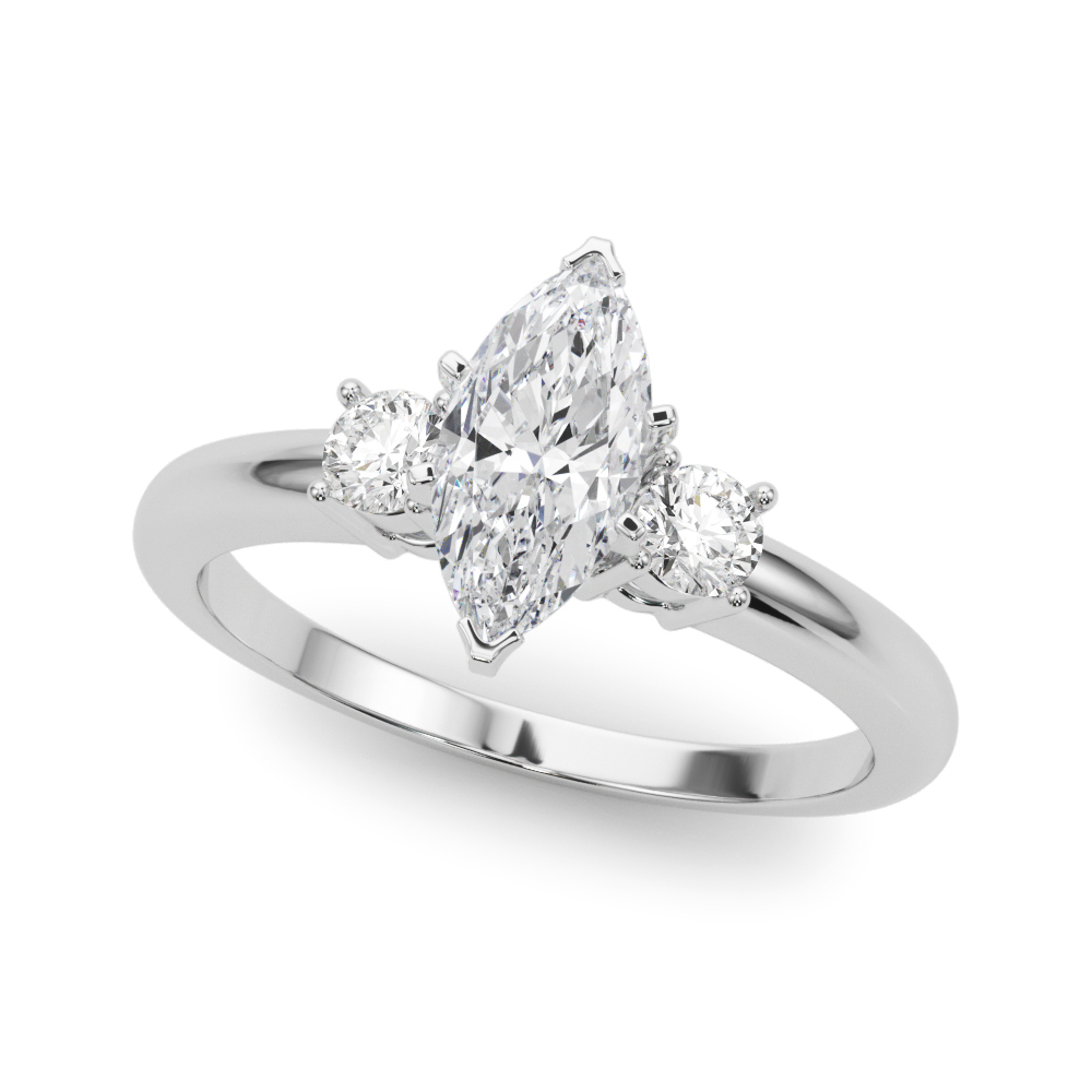 0.2 Ct Natural Diamond Marquise Cut Yamika  Trilogy Engagement Rings in Silver 925