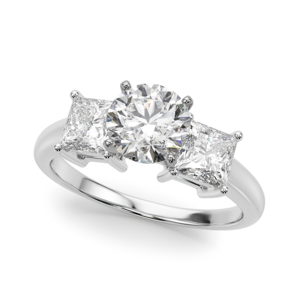 0.2 Ct Natural Diamond Round Cut Yeira  Trilogy Engagement Rings in Silver 925