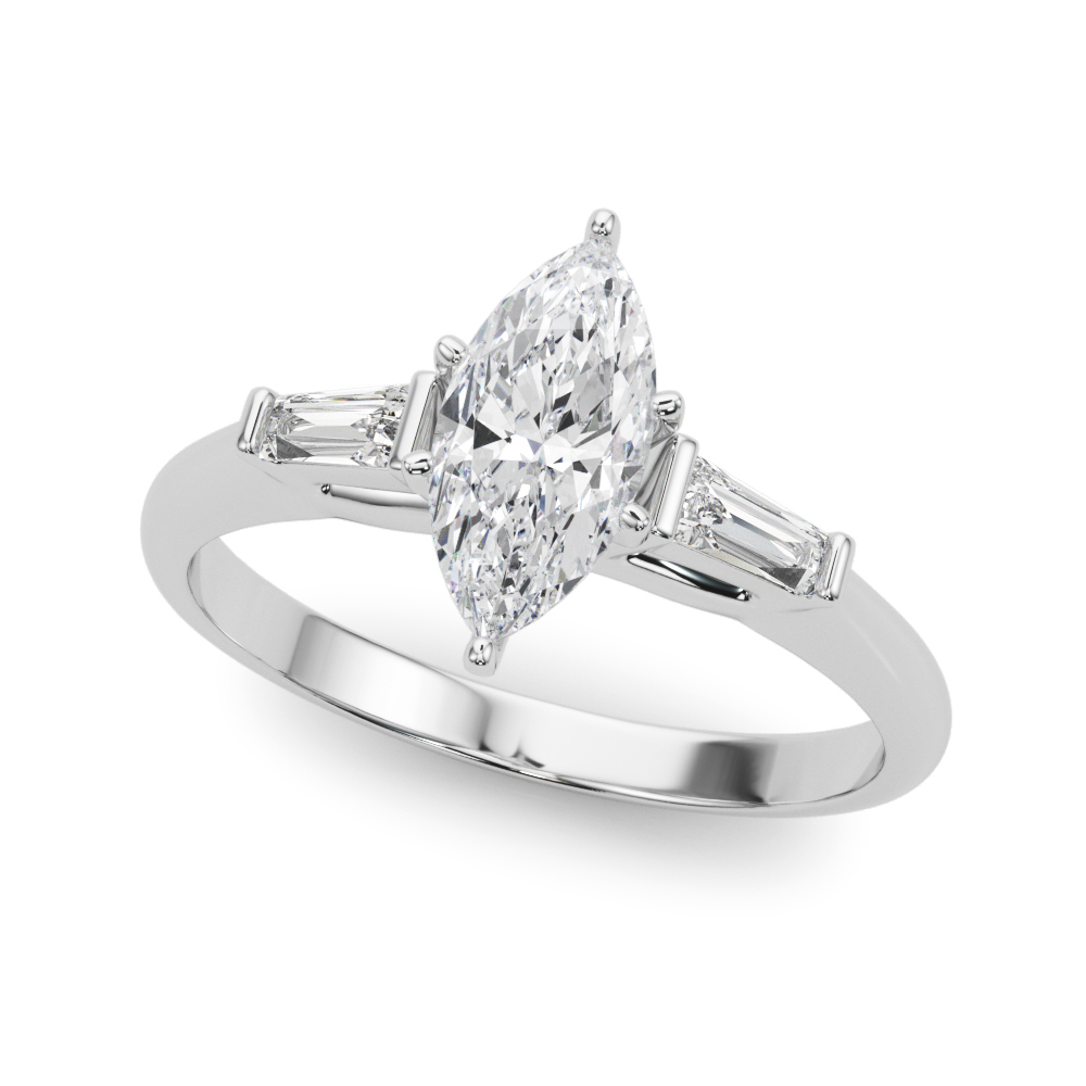 0.2 Ct Natural Diamond Marquise Cut Yamilie  Trilogy Ring Engagement Rings in Silver 925