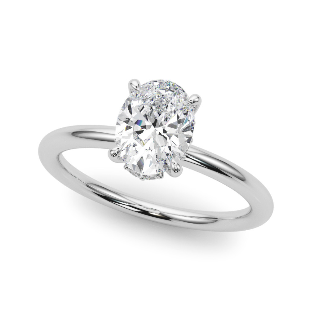 0.2 Ct Natural Oval Cut Janelle Halo Diamond Rings in Silver 925