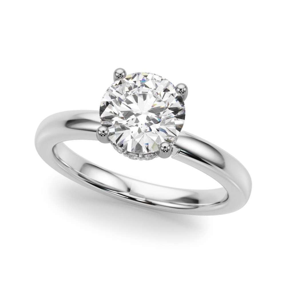 0.2 Ct Natural Round Cut Halo Diamond Rings in Silver 925