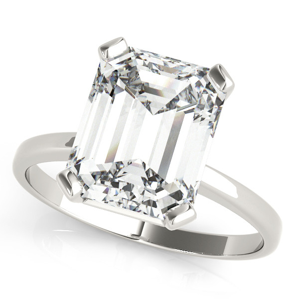 0.2 Ct Natural Emerald Cut Nelda  Solitaire Diamond Rings in Silver 925