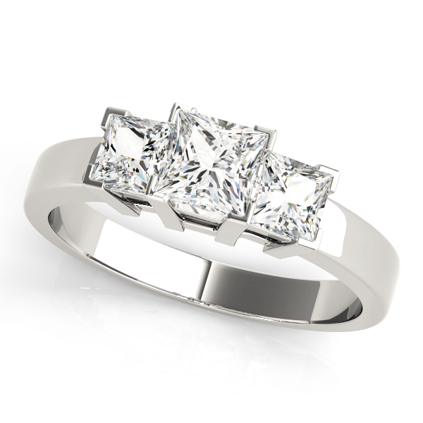 0.2 Ct Lab-Created Diamond Princess Cut Yasmeen  Trilogy Ring Engagement Rings in Silver 925