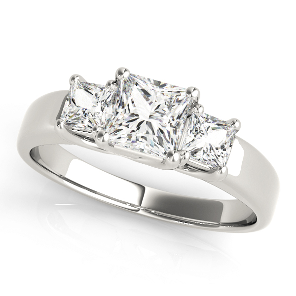 0.2 Ct Lab-Created Diamond Princess Cut Wimberly  Trilogy Ring Engagement Rings in Silver 925