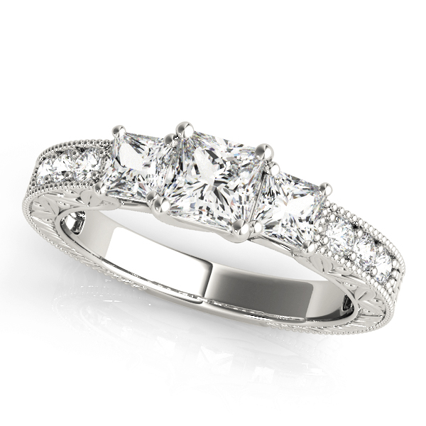 0.2 Ct Lab-Created Diamond Princess Cut Winona  Trilogy Ring Engagement Rings in Silver 925