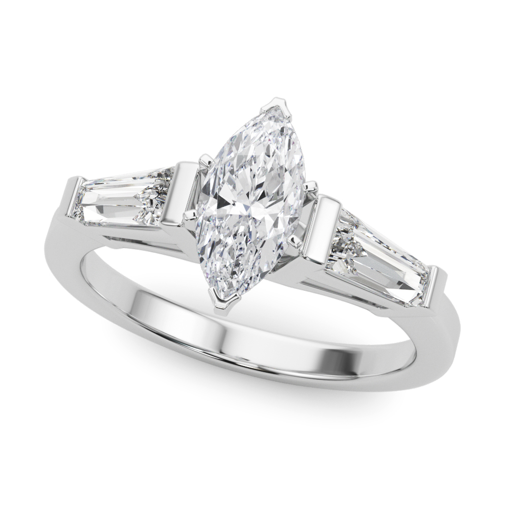 0.2 Ct Lab-Created Diamond Marquise Cut Vesna  Trilogy Ring Engagement Rings in Silver 925