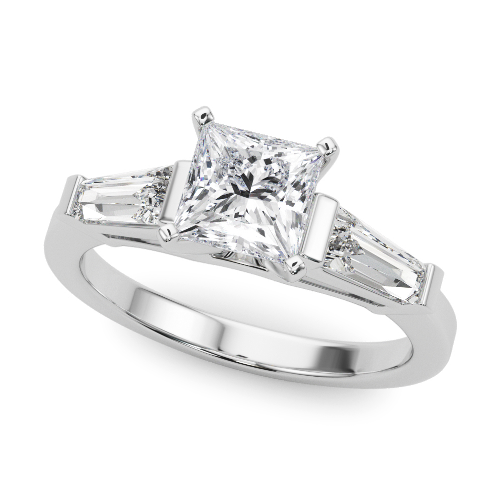 0.2 Ct Lab-Created Diamond Princess Cut Valli  Trilogy Ring Engagement Rings in Silver 925