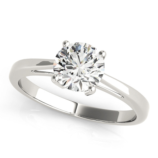 0.1 Ct Natural Round Cut Madalyn  Solitaire Diamond Rings in 14K White Gold