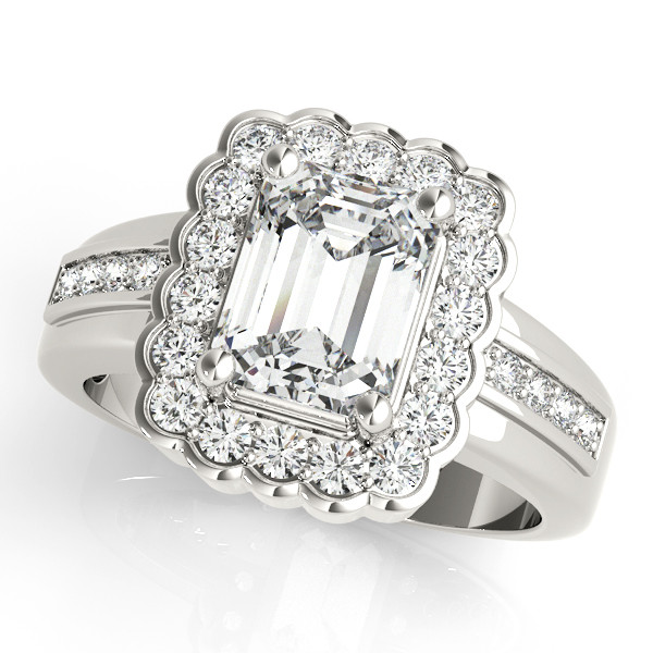 0.2 Ct Natural Emerald Cut Kaira  Halo Diamond Rings in Silver 925