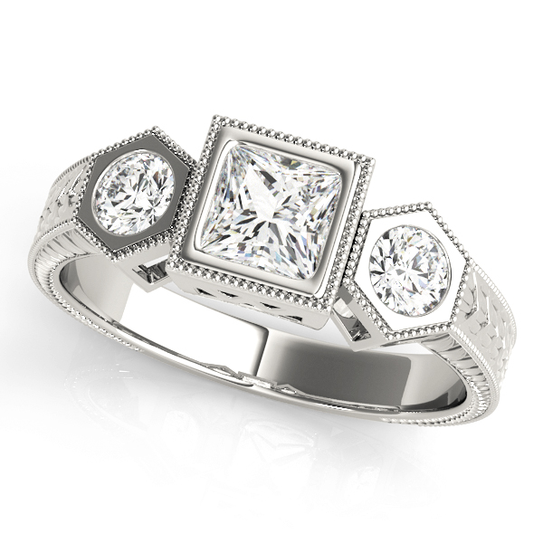 0.2 Ct Lab-Created Diamond Princess Cut Yahia Trilogy Ring Engagement Rings in Silver 925