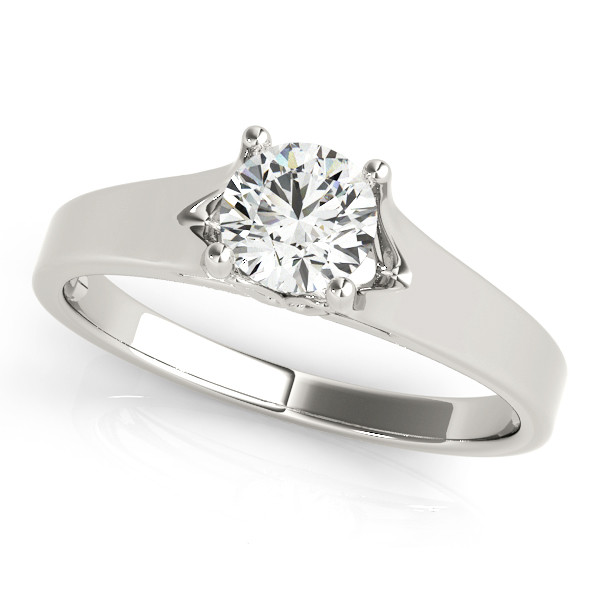 0.1 Ct Natural Round Cut Meghan  Solitaire Diamond Rings in 14K White Gold